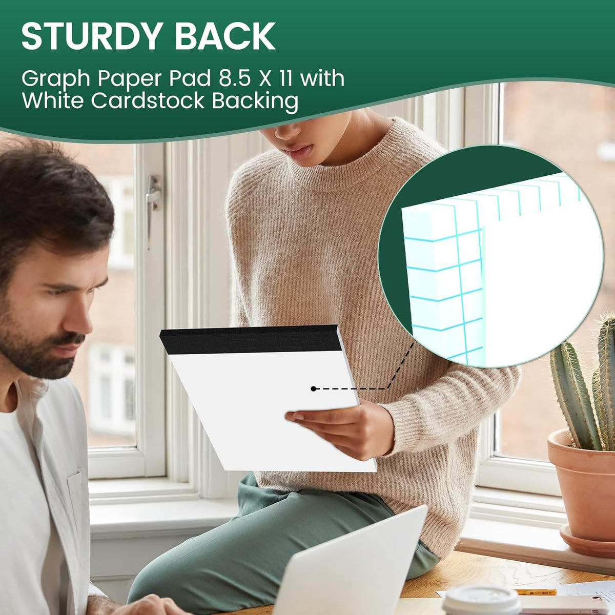 Graph Paper 8.5 X 11, 20 Pack, 4x4 Quad Ruled, Grid Paper Pad 8-1/2" X 11.75", Grid Pad 8.5 X 11.75, Engineering Notebook, Easy Tears Off, White 70 Gsm Graft Paper