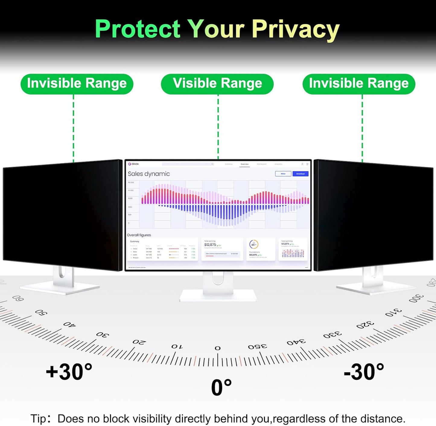 Magnetic 23.8 Inch Monitor Privacy Screen for 16:9 Aspect Ratio Widescreen Computer, Anti Glare Blue Light Protector Shield Filter for Eyes, Removable Computer Monitor Privacy Screen 23.8 inch