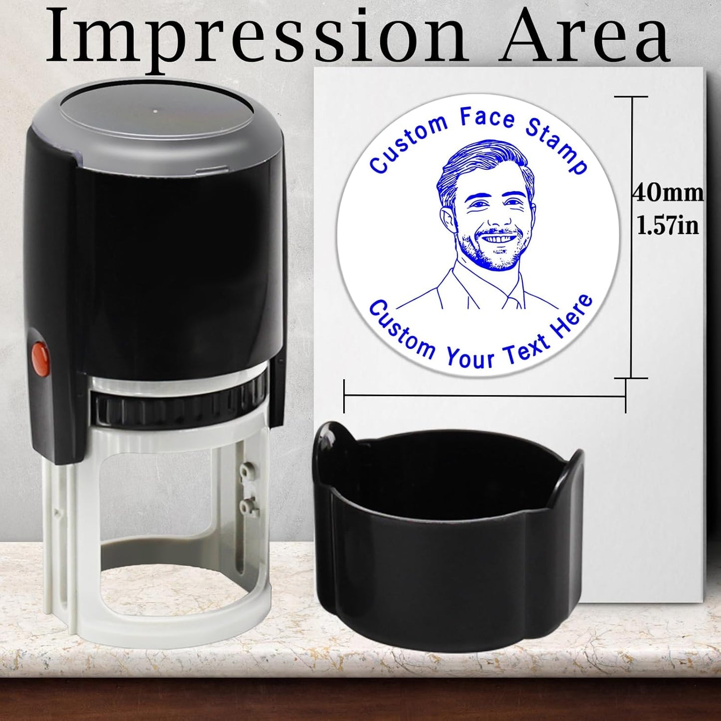 Custom Stamp Self Inking Personalized Teacher Stamper with Portrait & Text, School Office Business Rubber Stamp Gift for Pets, Kids, Friends & Family