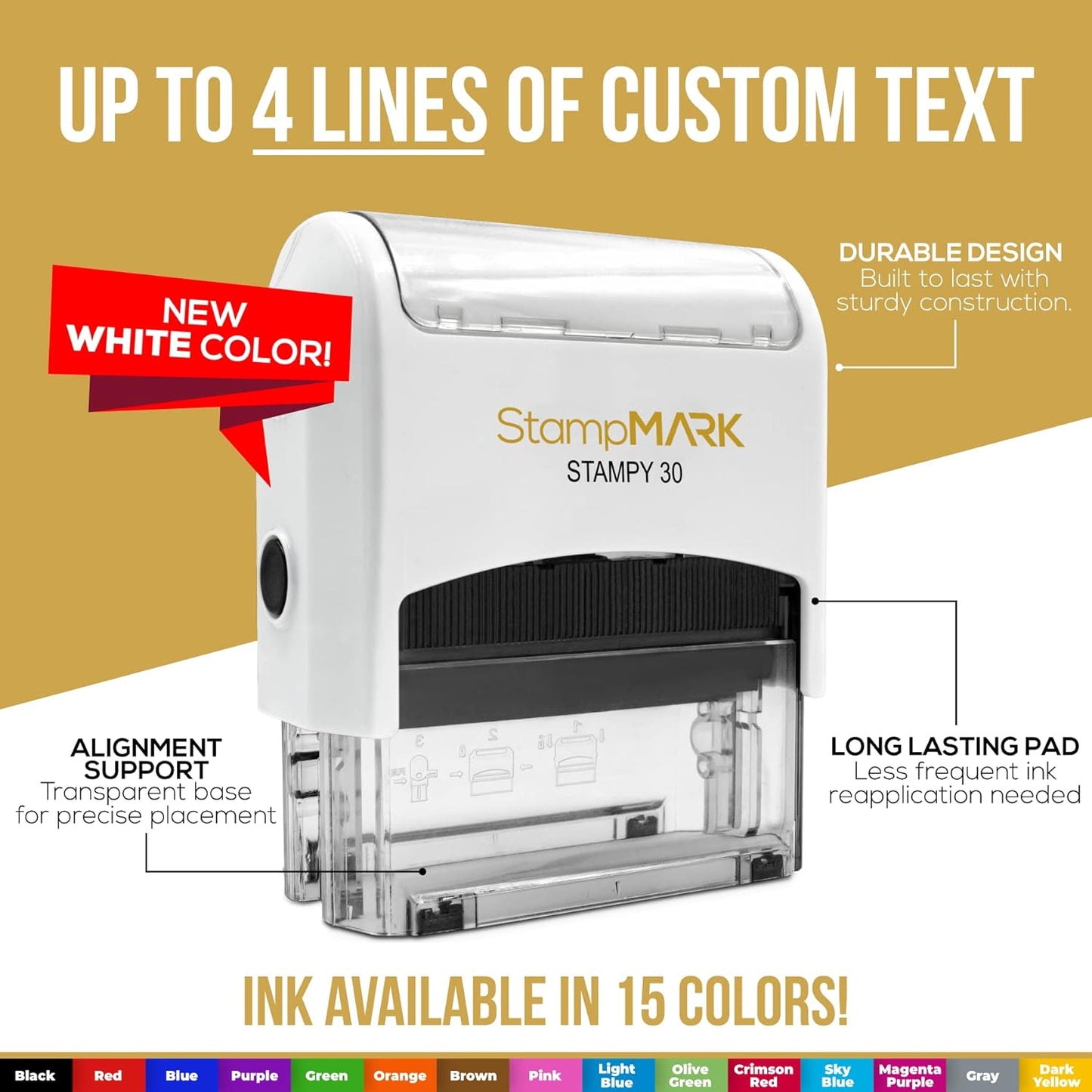 for Deposit Only Customized Office Self Inking Stamp - 2-Lines - Medium - Choose from 15 Ink Colors