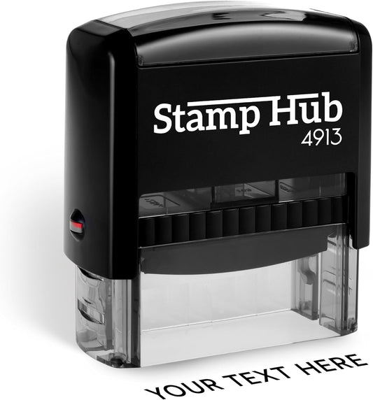 Self Inking Personalized Stamp - 1 Line Custom Stamp, Customizable Office Name Stamp, Ink Stamps for Business - Easy to Change Ink Cartridge, Multiple Ink Color Options - Large