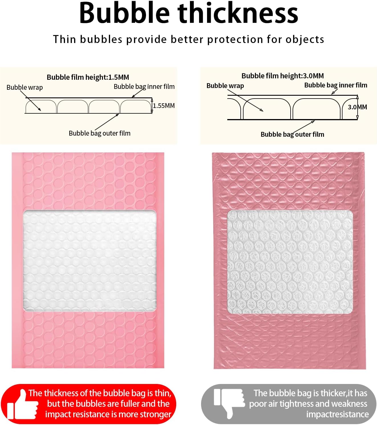 Bubble Mailers, 6x9 Inch Padded Bubble Mailers Pack of 100 Bubble Envelopes Opaque Self Seal Adhesive Waterproof Bags for Shipping and Packaging (Pink, 6x9-100Pc)