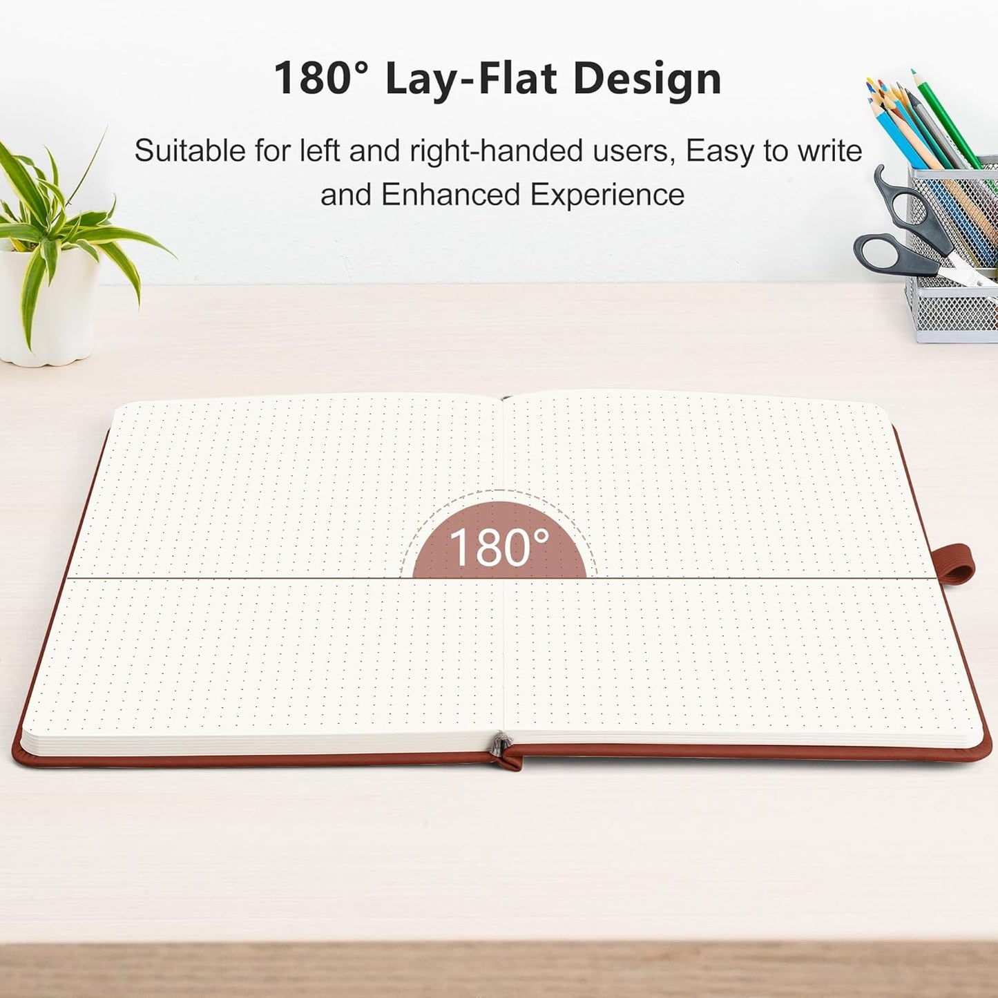 RETTACY Bullet Dotted Journal Notebook, 2-Pack, 160 Numbered Pages per Pack, A5 Medium Size (5.7'' x 8.3''), 120 GSM Thick Paper, Leather Hardcover, for Bullet Journaling (Black & Brown)