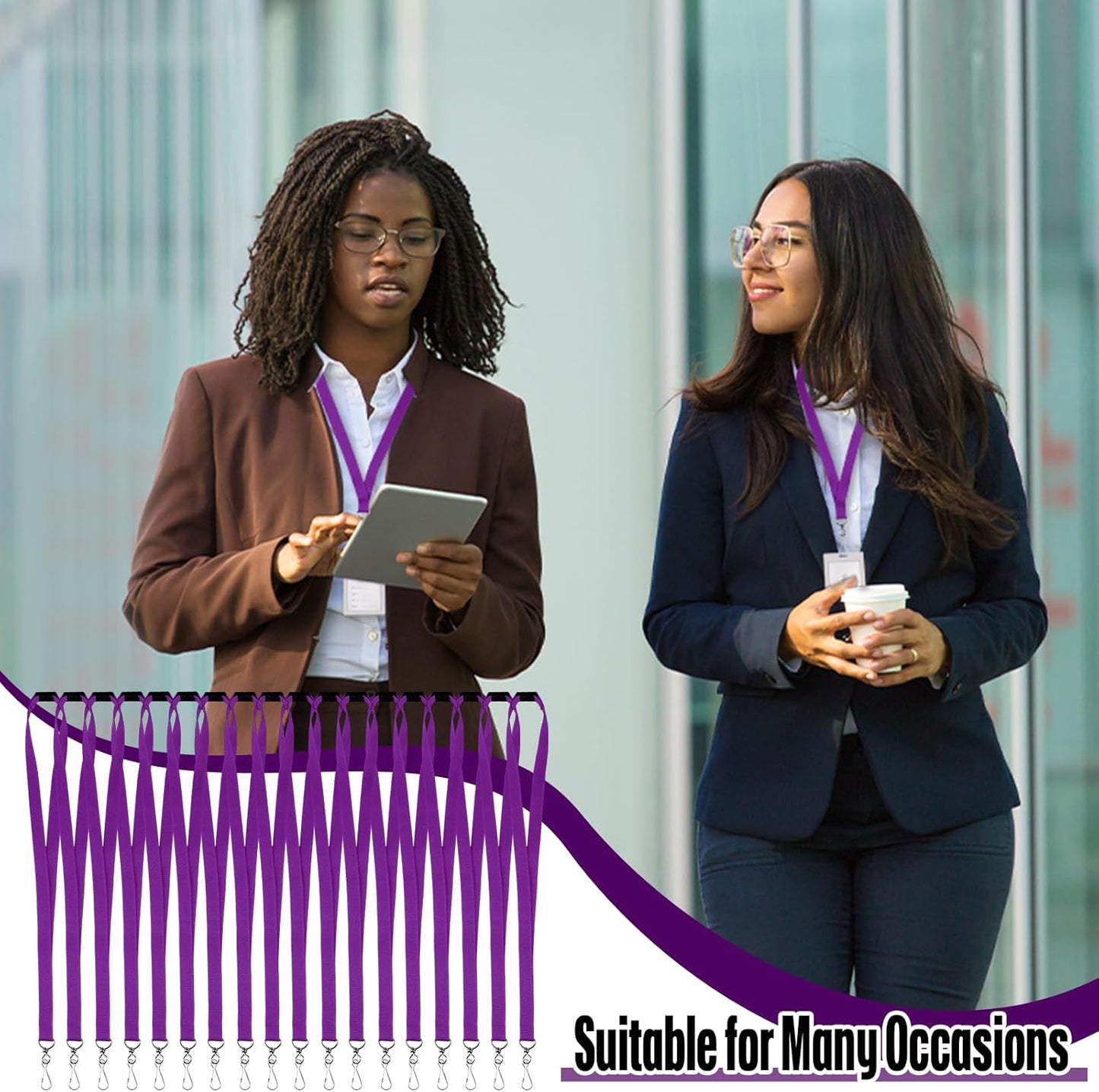 Patelai 60 Pcs Breakaway Lanyards with J Hook Bulk Flat for ID Badges Neck Badge Lanyards Card Nametag Holder Neck Straps (Purple)