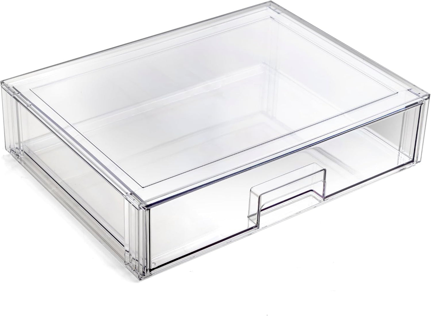 BINO | Stackable Storage Drawers, Shallow X-Large - Clear | THE CRATE COLLECTION | Storage Bins With Drawers Bathroom Organizers and Storage Organization and Storage Under Sink Organizer Vanity Home