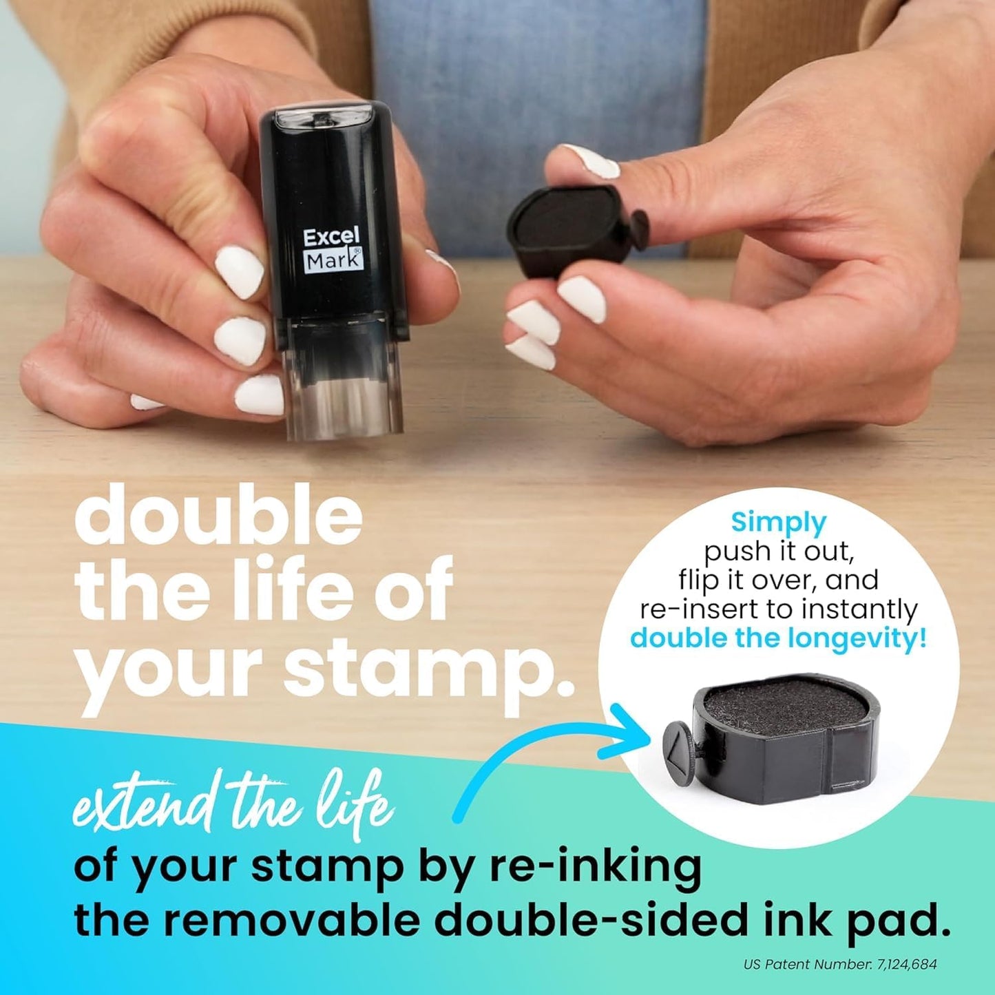 ExcelMark Round Teacher Stamp - Smiley FACE 1 - RED Ink