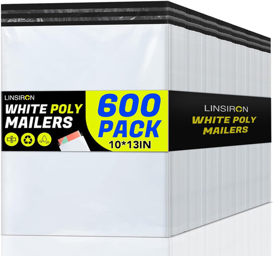Poly Mailers Shipping Bags 10x13 inch 600 Pack Packaging Clothes Polymailers Envelopes Mailing Mailer Package Polymailer Small Business Supplies Clothing Bag Polybags Packing White