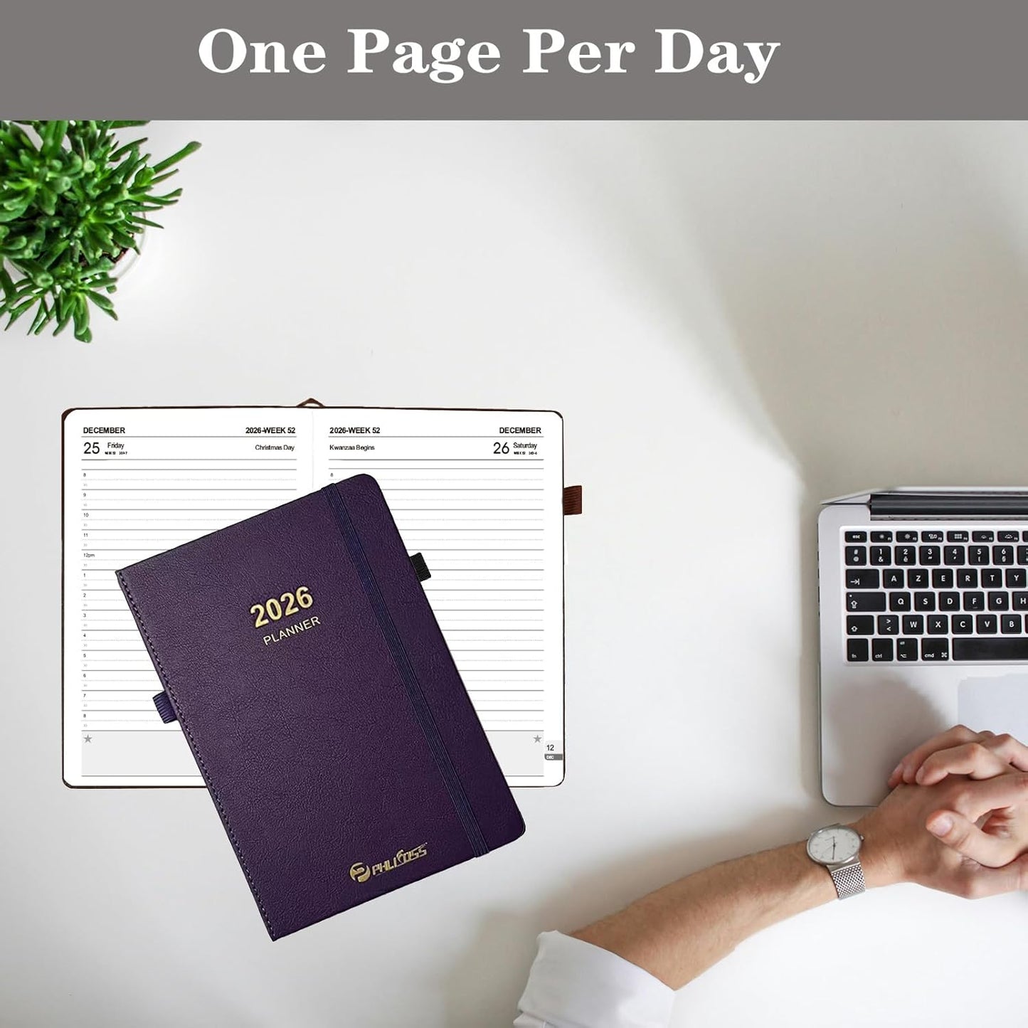 2026 Daily Planner/Calendar, One Page Per Day, Daily Monthly Agenda Planner with Time Slots and Monthly Tabs, Jan - Dec 2026, 5.7" x 8.25" Appointment Book, Pen Holder, Leather Cover (2026-Chartreuse)