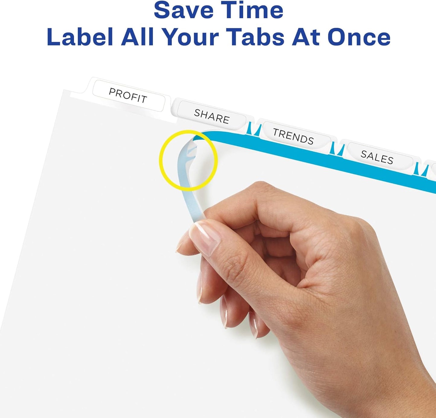 Avery 5 Tab Dividers for 3 Ring Binder, Easy Print & Apply Clear Label Strip, Index Maker Customizable White Tabs, 25 Sets (11446)