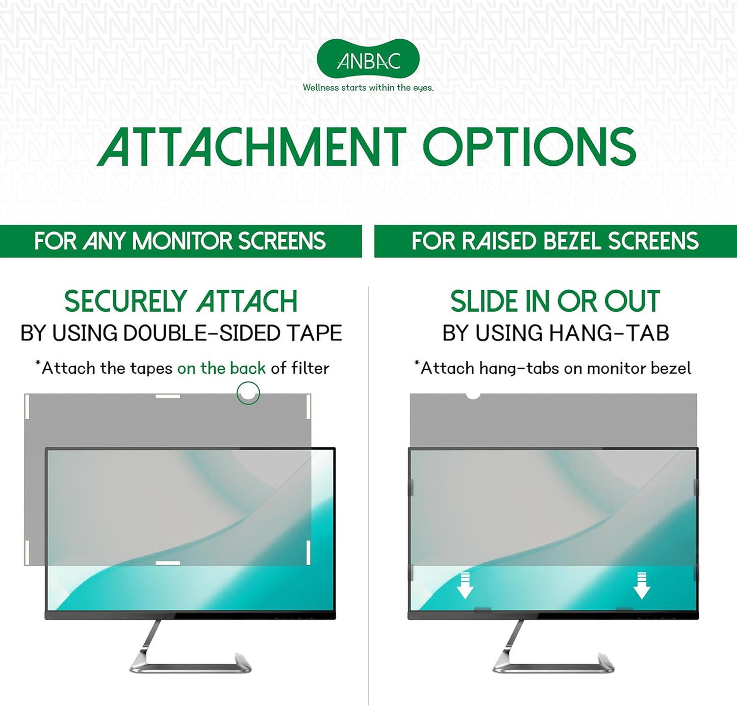 20.1 Inch Desktop Privacy Screen Shield for 16:10 Wide Monitor - Anti Glare Computer Privacy Screen Cover | Blue Light Blocking Screen Protector | Scratch Resistant UV Filter | Attachment Type
