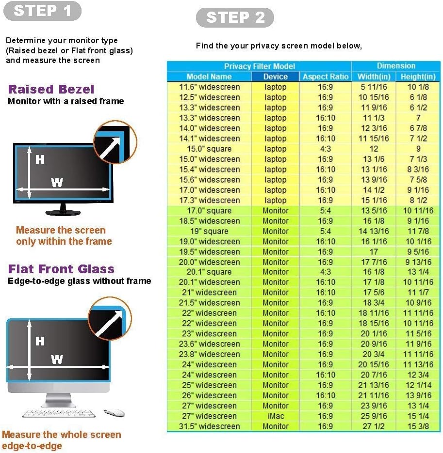 20.1 Inch - 4:3 Aspect Ratio - Computer Privacy Screen Filter for Standard Square Monitor - Anti-Glare - Anti-Scratch Protector Film - Please Measure Carefully