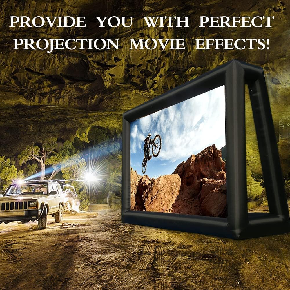 30FT Inflatable Projector Movie Screen for Outdoor, One-Piece Design Front/Rear Projection Mega Theater Outdoor Portable Blow Up Projector Screen with Air Blower for Family Movie Nights