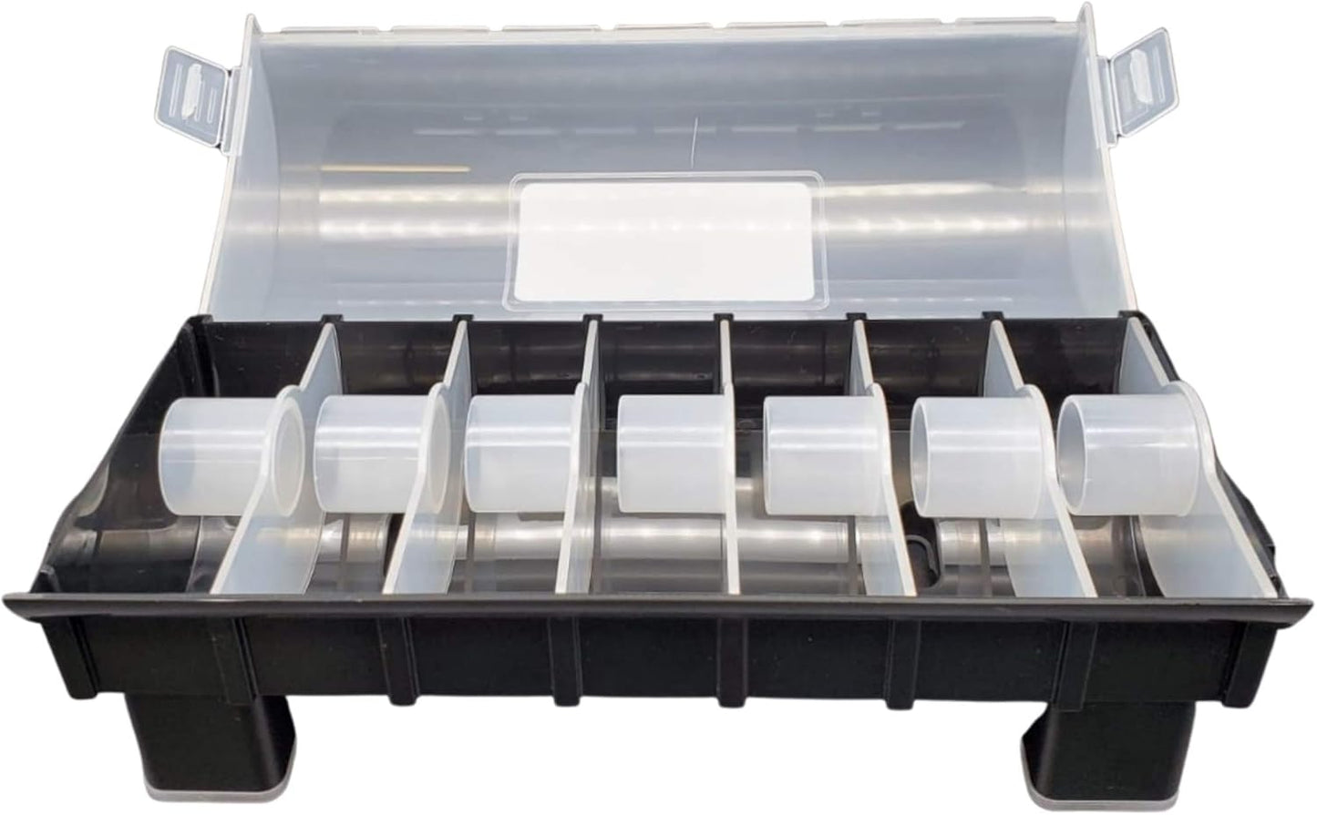 7-Slot Day of The Week Covered Label Dispenser (for 3/4" & 1" Labels) - Food Sticker Holder for Inventory Management and Meal Prep, Protects Labels Inside