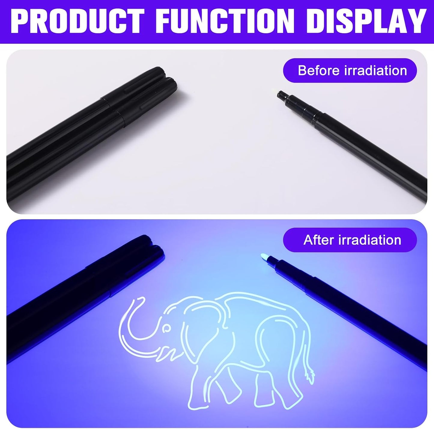 Tegeme 8 Pcs Black Light Markers Set 4 Invisible Ink Pen 4 Mini UV Flashlights Invisible Ink Marker Disappearing Pen for Class Prizes Spy Gift Party Favors(Grey and Black)