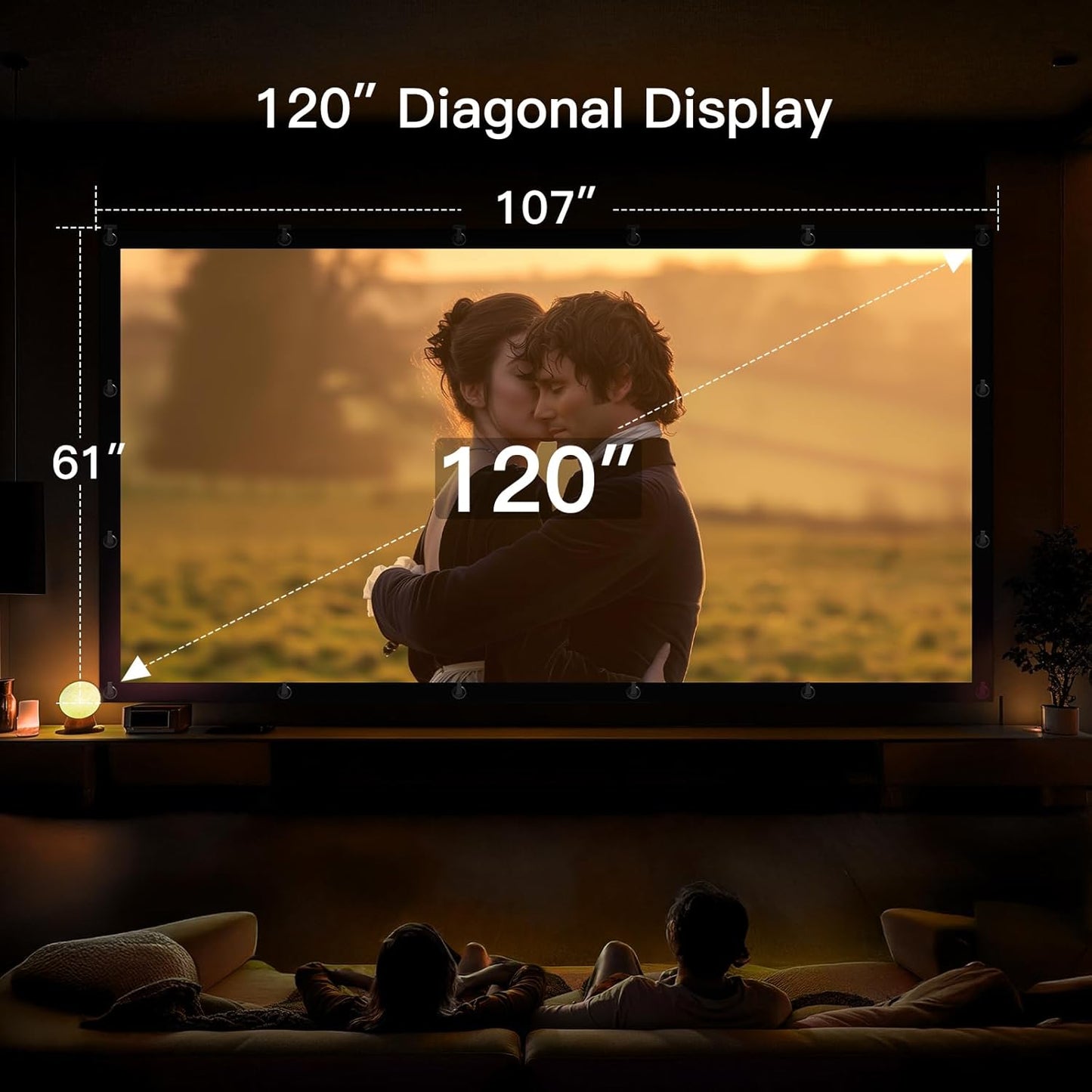 Pipishell 120 Inch 3-Layer Upgraded Projector Screen,16:9 4K UHD Outdoor Movie Screen, Foldable & Hand-Washable,Portable Projector Screen for Backyard Movie Nights,Home Theater Movie,and RV Camping