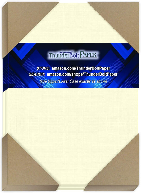 100 Natural Linen 80# Cover Paper Sheets - 5" X 7" (5X7 Inches) Photo|Card|Frame Size - 80 lb/pound Card Weight - Fine Linen Textured Finish - Quality Cardstock
