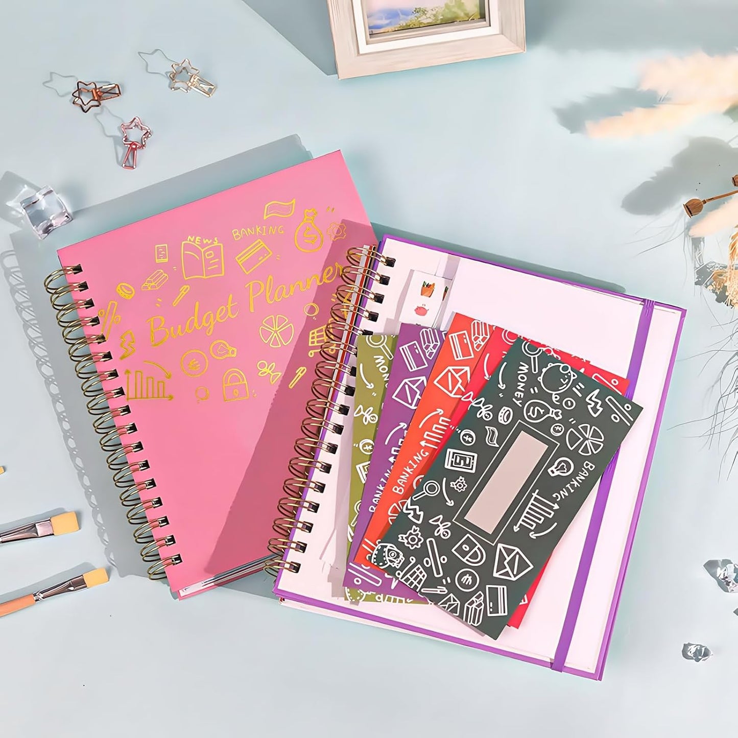 Budget Planner - B5(9.2x7'') Monthly Bill Organizer With Expense Tracker Notebook, Undated Financial Planner Budget Book To Take Control Of Your Money, Large Month Account Book With Pockets (A)