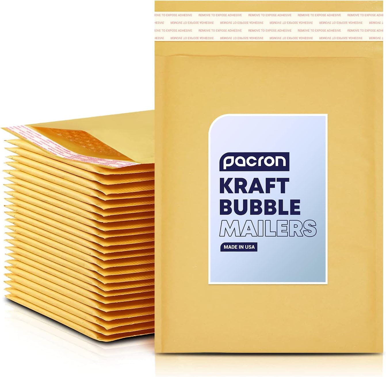 Kraft Bubble Mailers 100 Pack, 9.5 x 14.5 Inch Padded Shipping Envelopes, Yellow Mailing Envelopes for Documents & Packages, Durable & Lightweight, Made in USA
