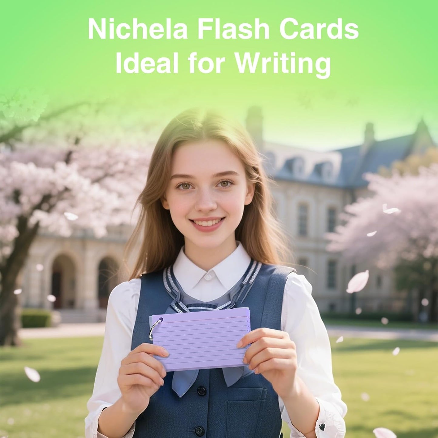 250 Count Colored Index Cards with Ring 3 x 5 Inch Heavyweight Ruled Index Cards, Flash Cards for School & Office Supplies and Home Organization, Durable Study To Do List Note Cards with Ruled Lines