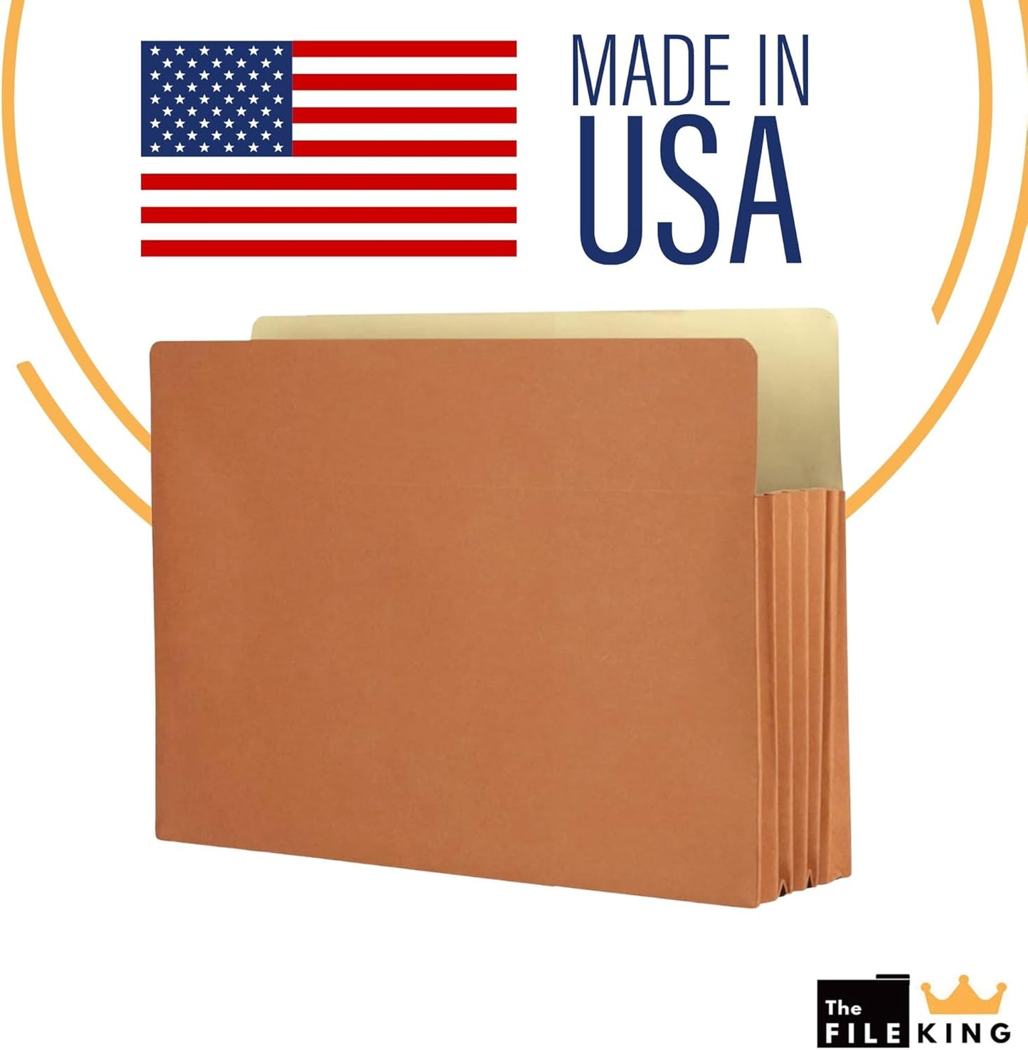The File King Accordion File Folders Letter Size | Box of 10 Redropes | Expanding File Folder - 5.25" Expansion | Expandable Accordian File Organizer Pocket | Redwell Filing Organization & Storage