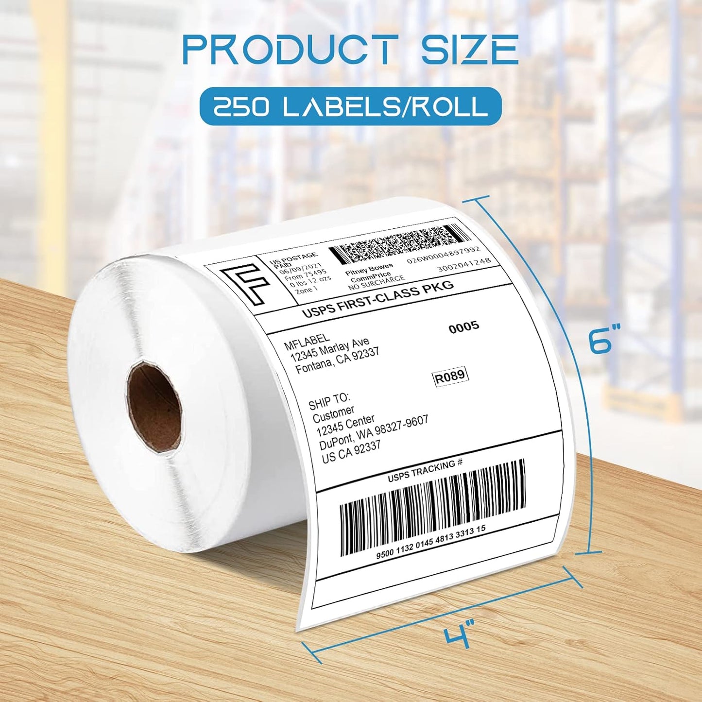 MFLABEL 80 Rolls 4x6 Direct Thermal Blank Shipping Labels for Thermal Printer Shipping Labels with Perforated