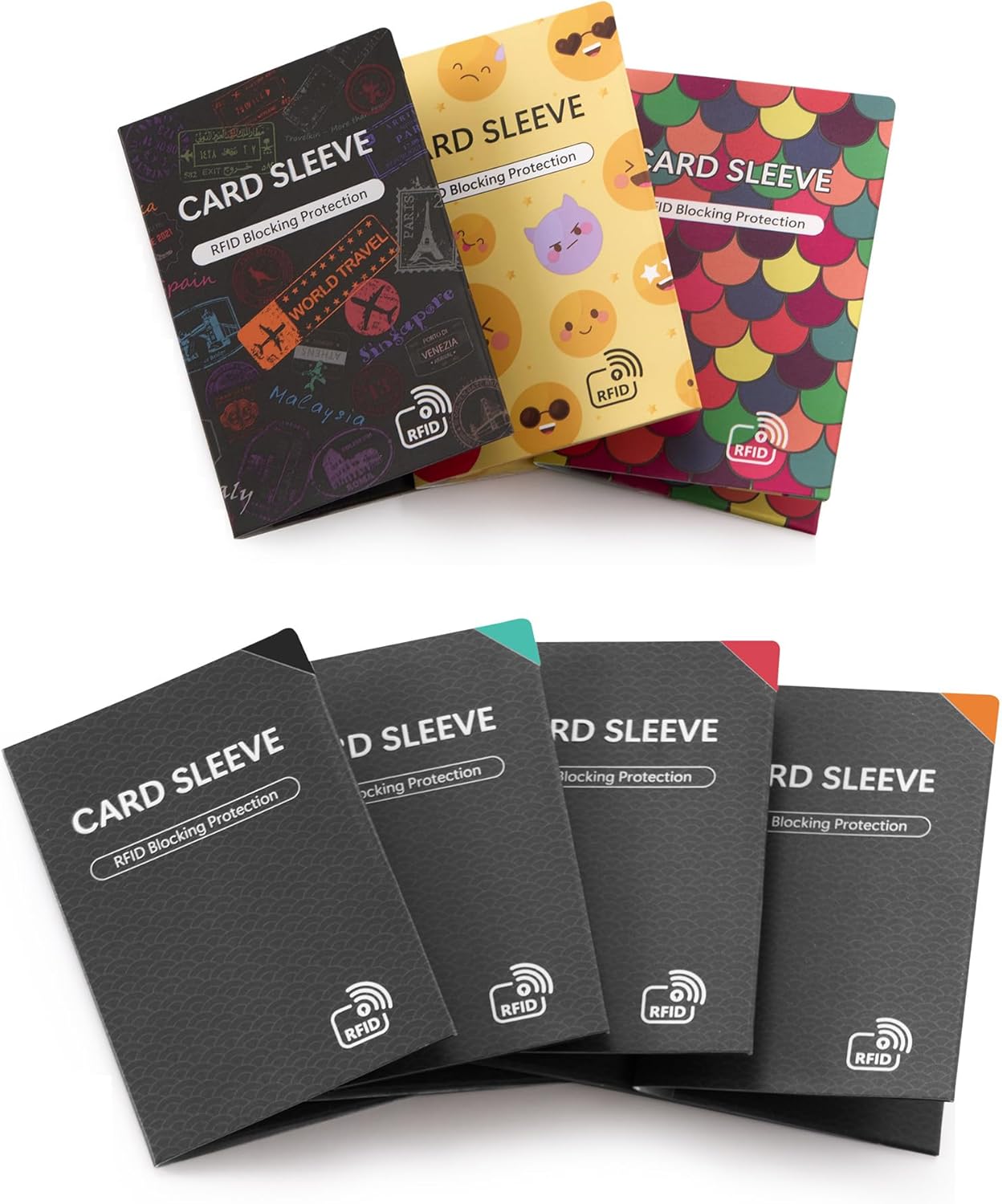 7 Folding RFID Blocking Sleeves Identity Theft Protection Lightweight And Compact Design to Fit in Any Pocket or Wallet