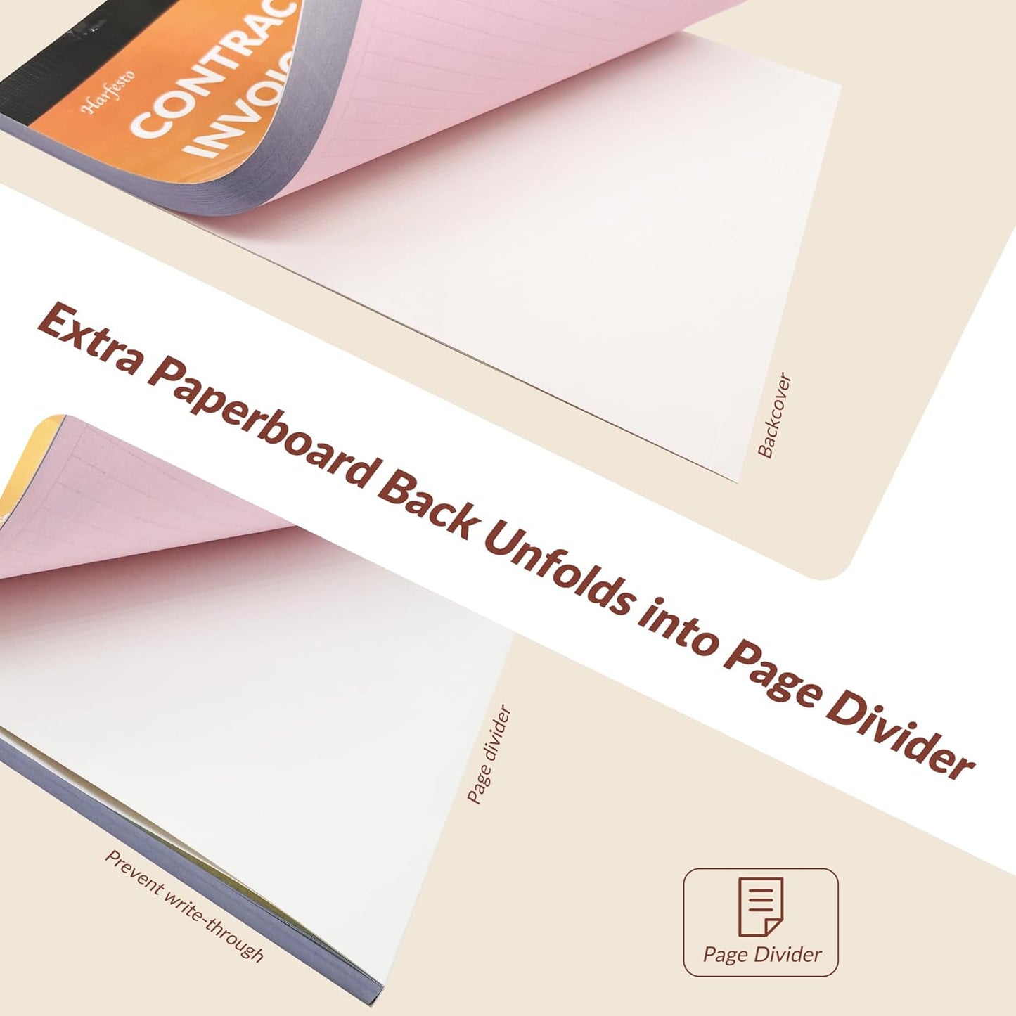 Large Contractor Invoice Book, Invoice Receipt Book for Small Business, 3 Part Carbonless Work Order Estimate Forms, 8x11 in, 50 Sets