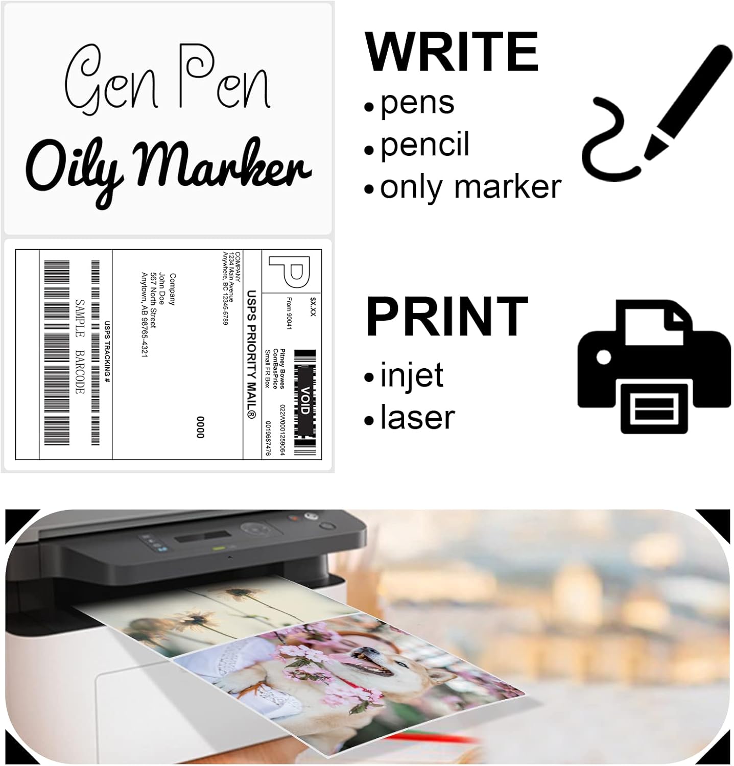 8.5" x 5.5" Half Page Self Adhesive Shipping Label, Compatible Laser & Inkjet Printers, White, 2 Labels Per Sheet(4000 Sheet Total 8000 Labels)