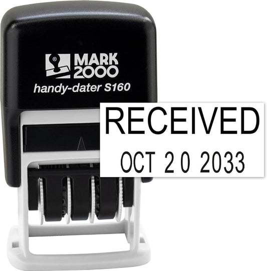 Mark 2000 Self-Inking Rubber Date Office Stamp with Received Phrase & Date - Black Ink (Handy-Dater S160), 12-Year Band