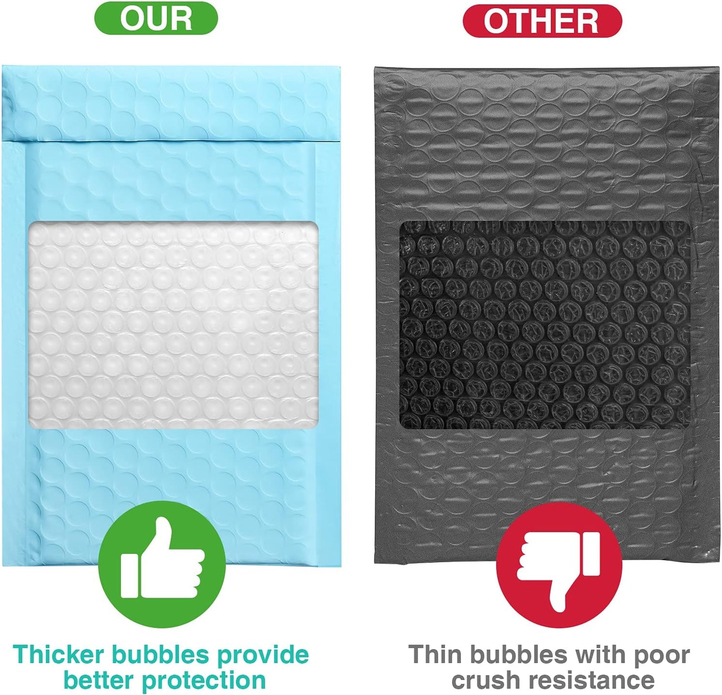 Metronic Bubble Mailers 4x8 Inch 800 Pack Usable Size 4x7" Light Blue Bubble Envelopes Waterproof Padded Mailing Envelopes for Shipping Jewelry Makeups