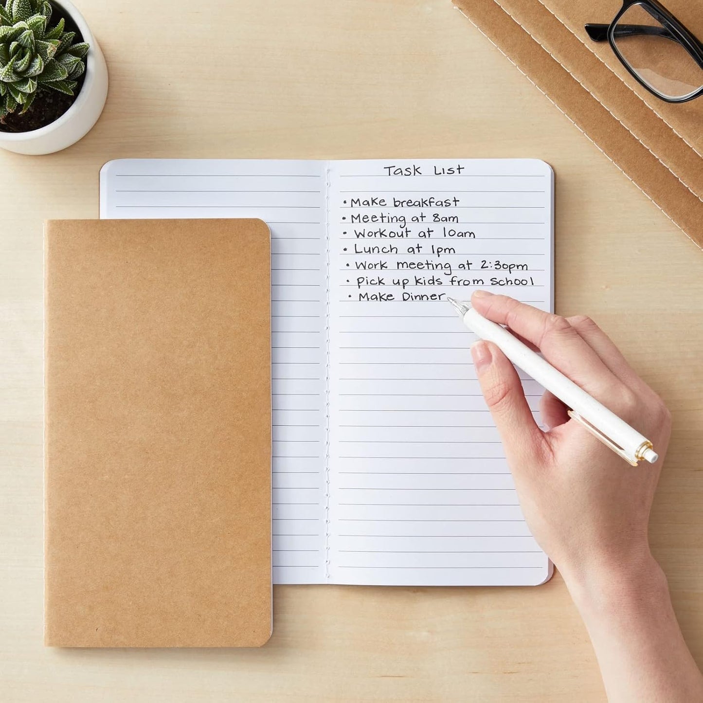 Paper Junkie Journaling Notebooks - 4 x 8 In, Brown Kraft Cover, Pack of 24, 80 Pages, Thread-Bound - Journals for Writing - Portable Travel Notebook & Mini Sketchbook