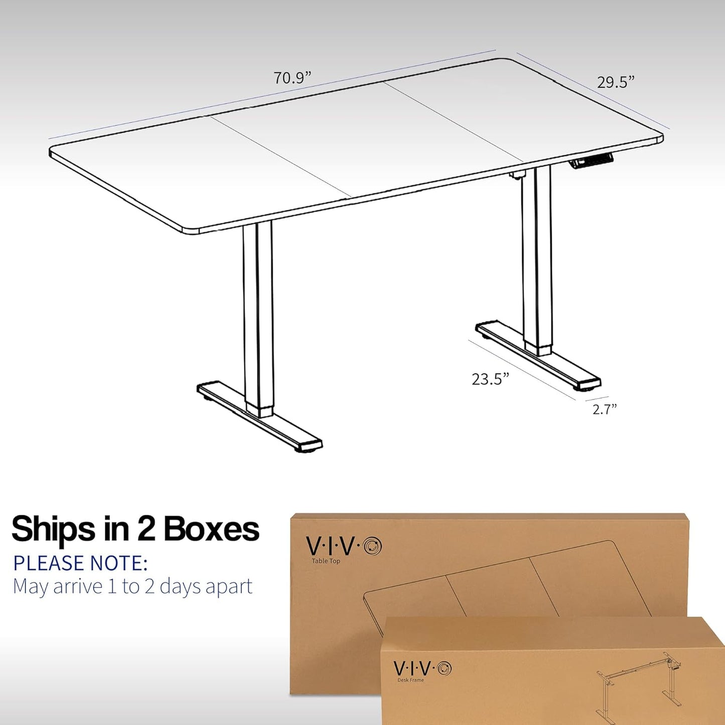 VIVO Electric 71 x 30 in Standing Desk, Memory Height Adjustment, 1B Series, Reclaimed Wood Top White Frame, DESK-KIT-1W7P