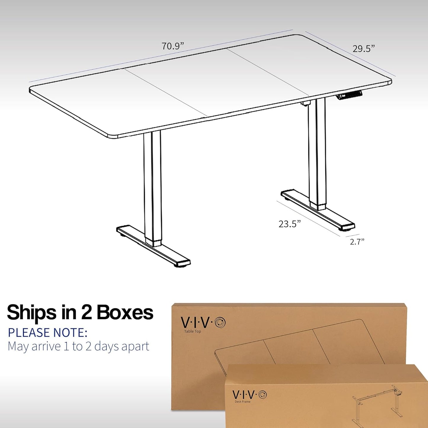 VIVO Electric 71 x 30 in Standing Desk, Memory Height Adjustment, 1B Series, Dark Gray Top Black Frame, DESK-KIT-1B7G