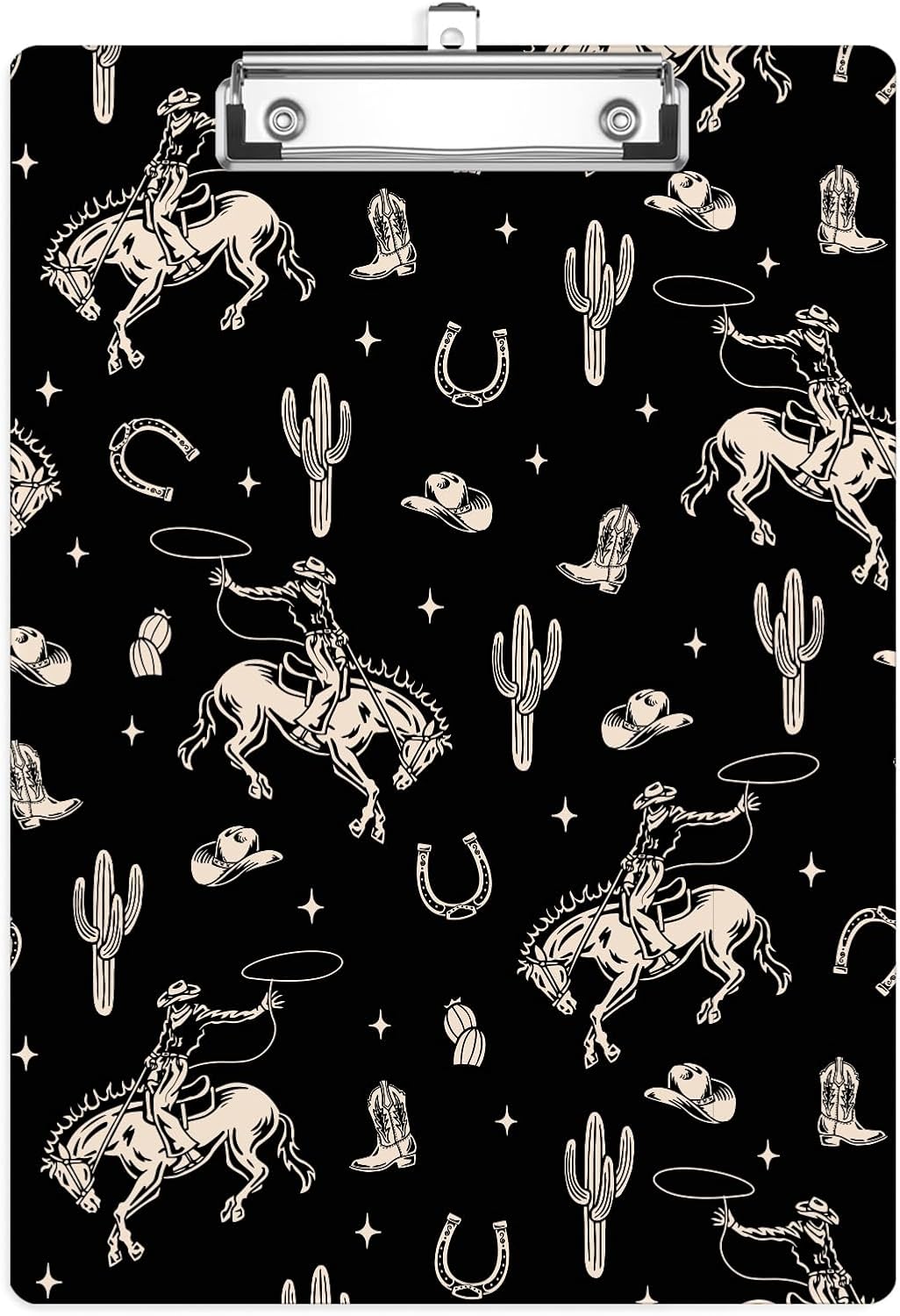 Western Cowboy Cactus Plastic Clipboards,Cute Fashion Clipboard Decorative 8.5" x 12.5"Standard A4 Size Clipboards,Acrylic Clipboard for Teacher,Social Worker,Students,Nurse,Office Supplies