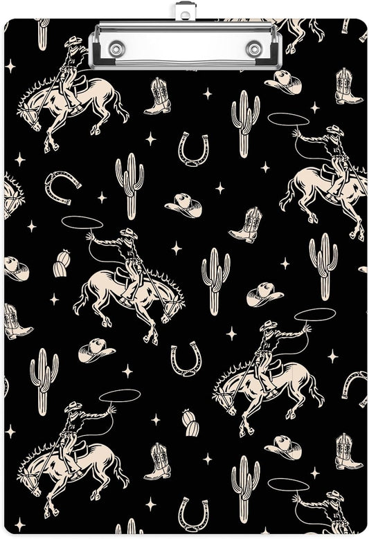 Western Cowboy Cactus Plastic Clipboards,Cute Fashion Clipboard Decorative 8.5" x 12.5"Standard A4 Size Clipboards,Acrylic Clipboard for Teacher,Social Worker,Students,Nurse,Office Supplies