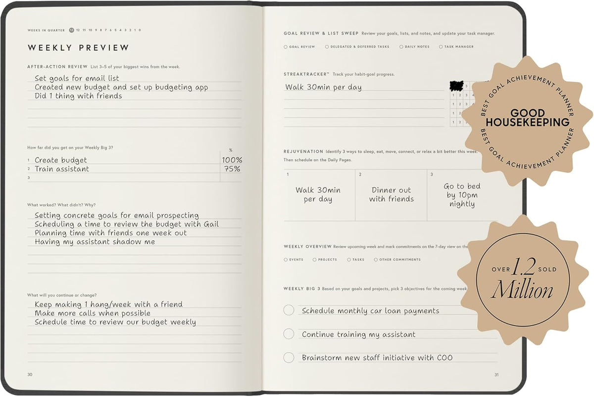 Full Focus Sea Blue Linen Planner by Michael Hyatt - The #1 Daily Planner to Set Annual Goals, Increase Focus, Eliminate Overwhelm, and Achieve Your Biggest Goals - Hardcover