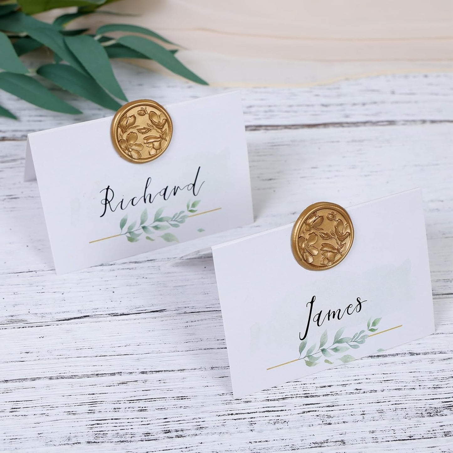 UNIQOOO Wax Seal Stickers - 3D Magnolia Wedding Invitation Envelope Botanical Seal Stickers, 50 Pcs Self- Adhesive Antique Gold Stickers, Perfect for Invitation, Christmas, Gift Wrapping, Party