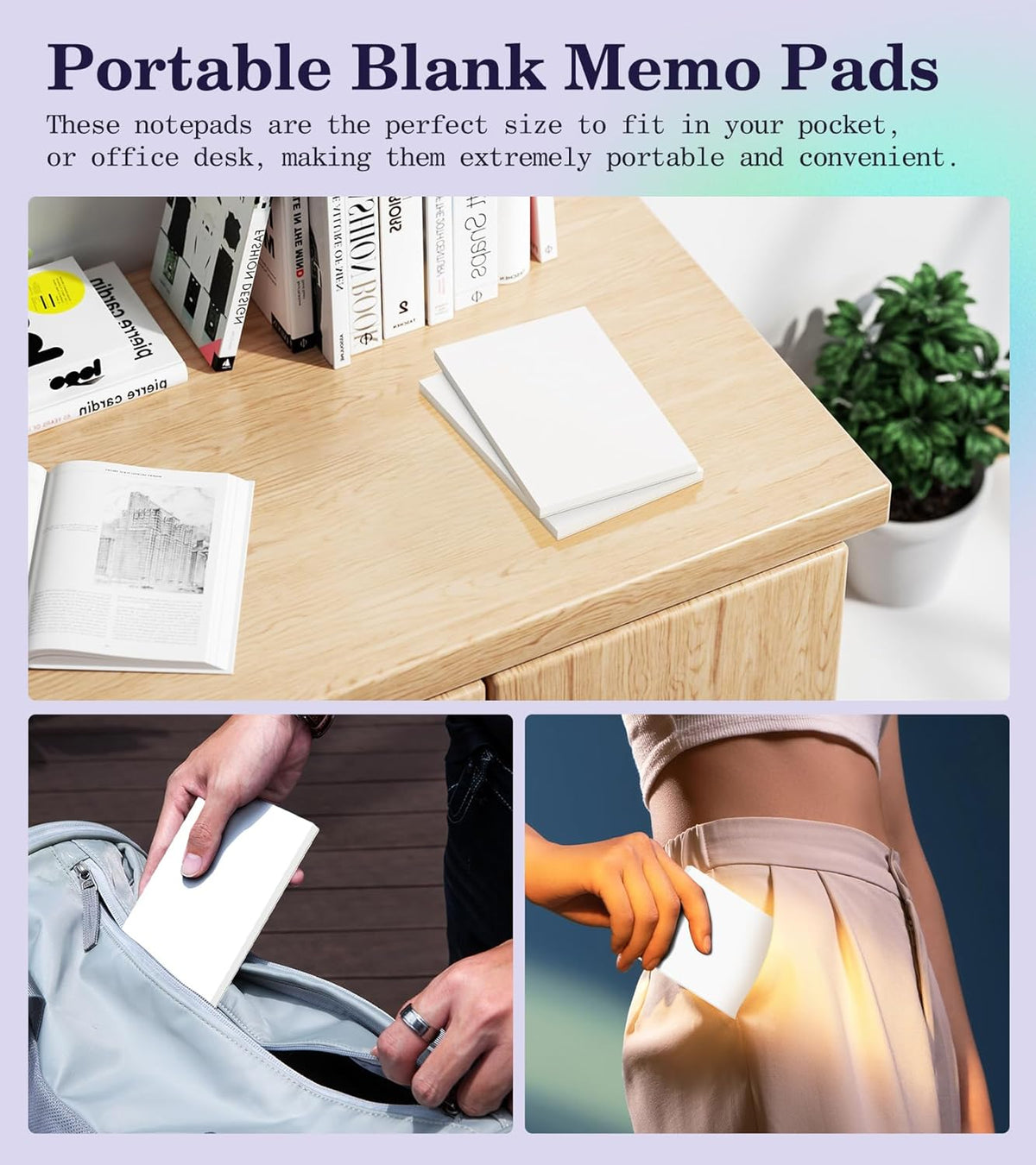 Notepads 3x5, 6 Pack Small Note Pads, Server Note Pads, Scratch Pads 3x5, Memo Pads White Paper, 50 Sheets per Blank Note pads 3x5, Small Writing Pads Pocket Notepads for Office School Home Supplies