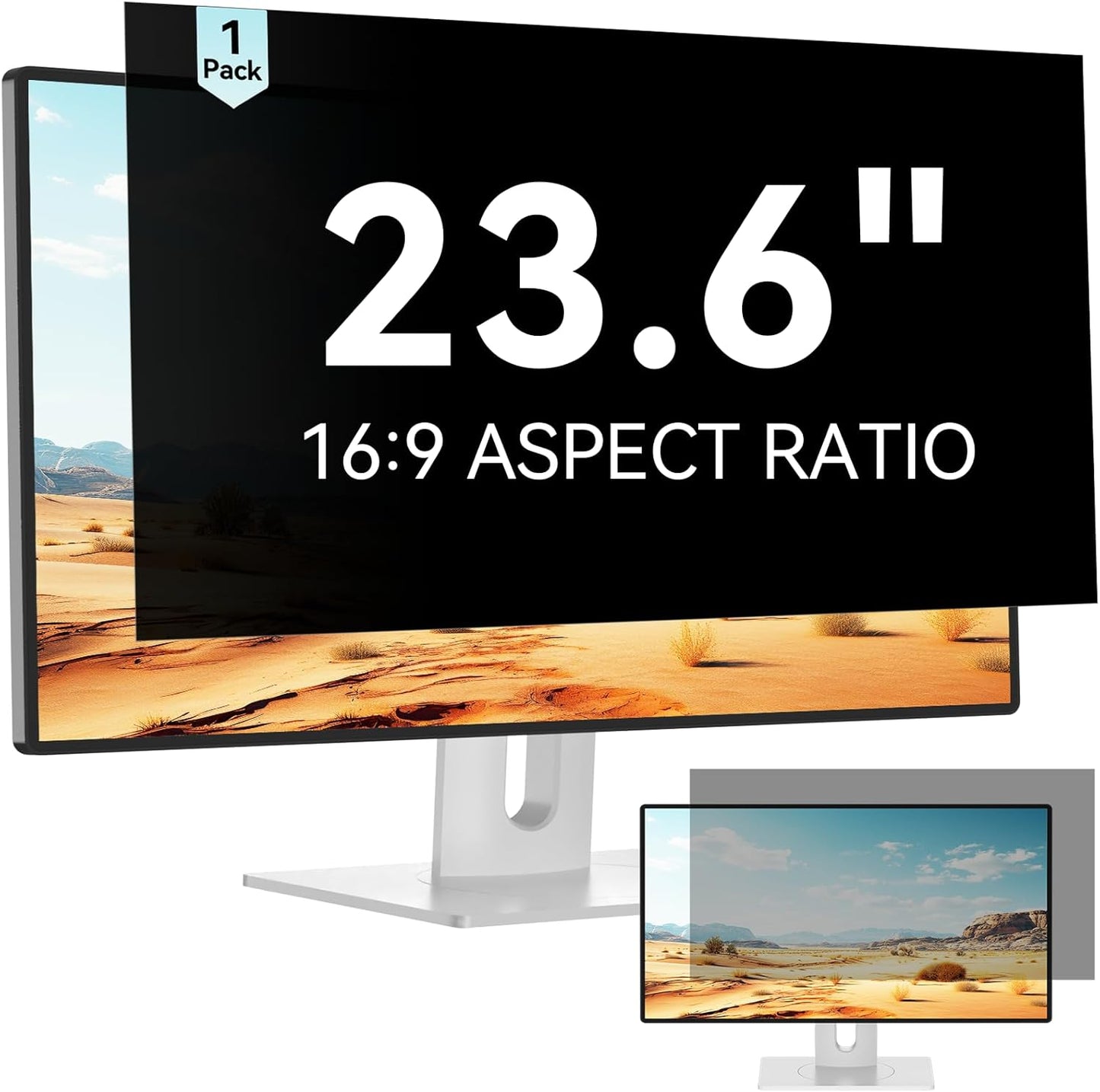 23.6 Inch Computer Privacy Screen Filter for 16:9 Aspect Ratio Widescreen Monitor - Anti Glare Blue Light Filter, Removable Computer Monitor Privacy Shield, Anti-Scratch Screen Protector Film 23.6 in