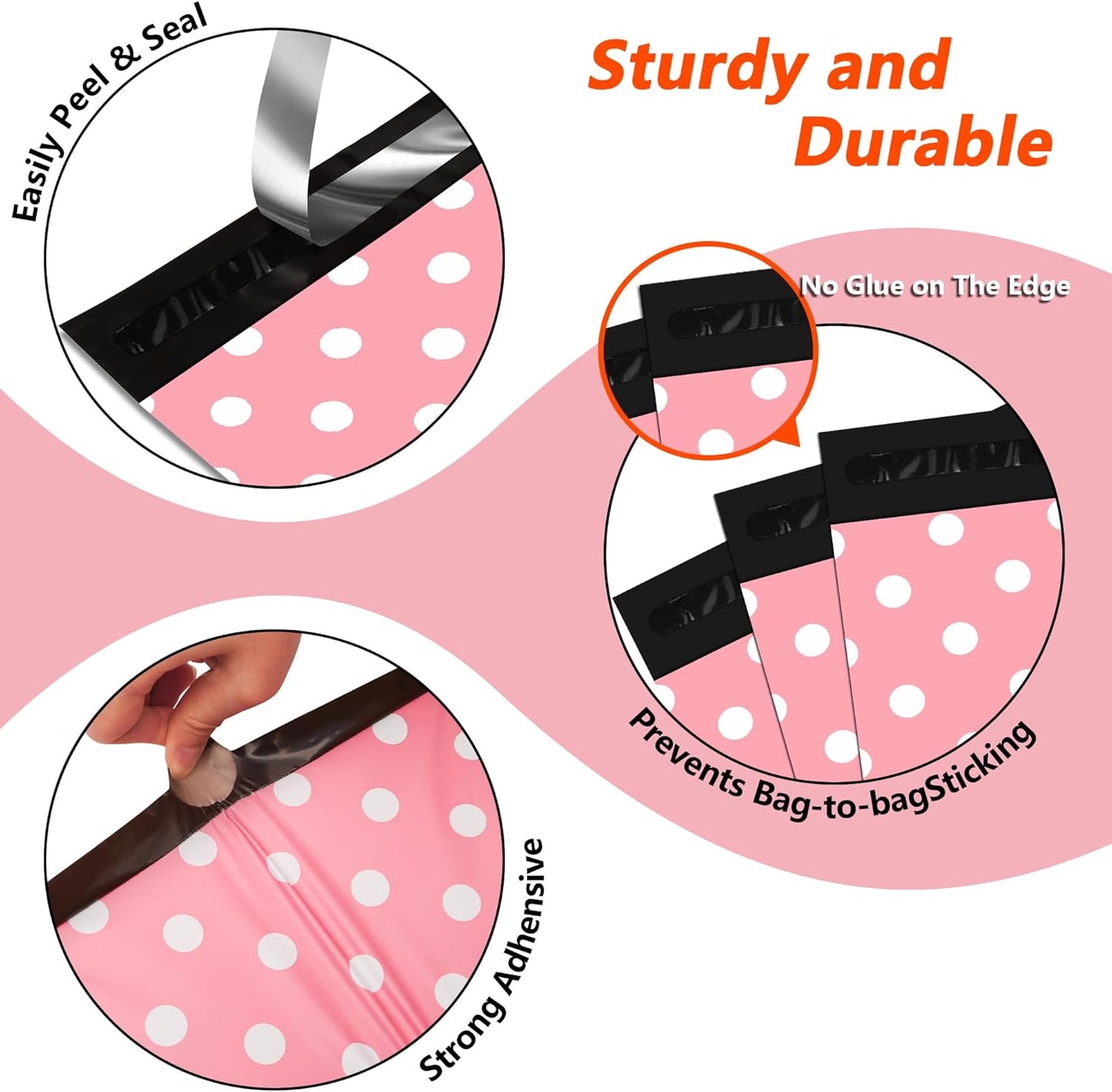 Thank You Poly Mailers 14.5x19 Inch 50 Pcs - Pink Dots printed Shipping Bags, 2.4mil Thickness, Waterproof and Tear Resistant Mailing Envelopes, Self-Sealing Packaging Bags for Small Business