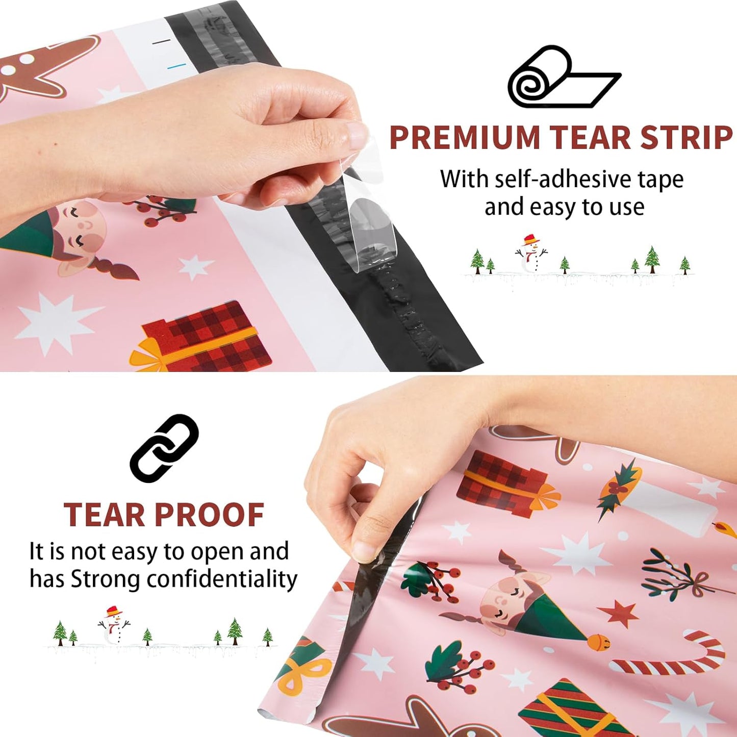 Oududianzi Christmas Poly Mailers 10x13, 50Pack Christmas Shipping Bags, Mailing Bags, Christmas Mailers Poly Bags for Shipping, Holiday Poly mailers 10x13, Christmas Packaging Bags