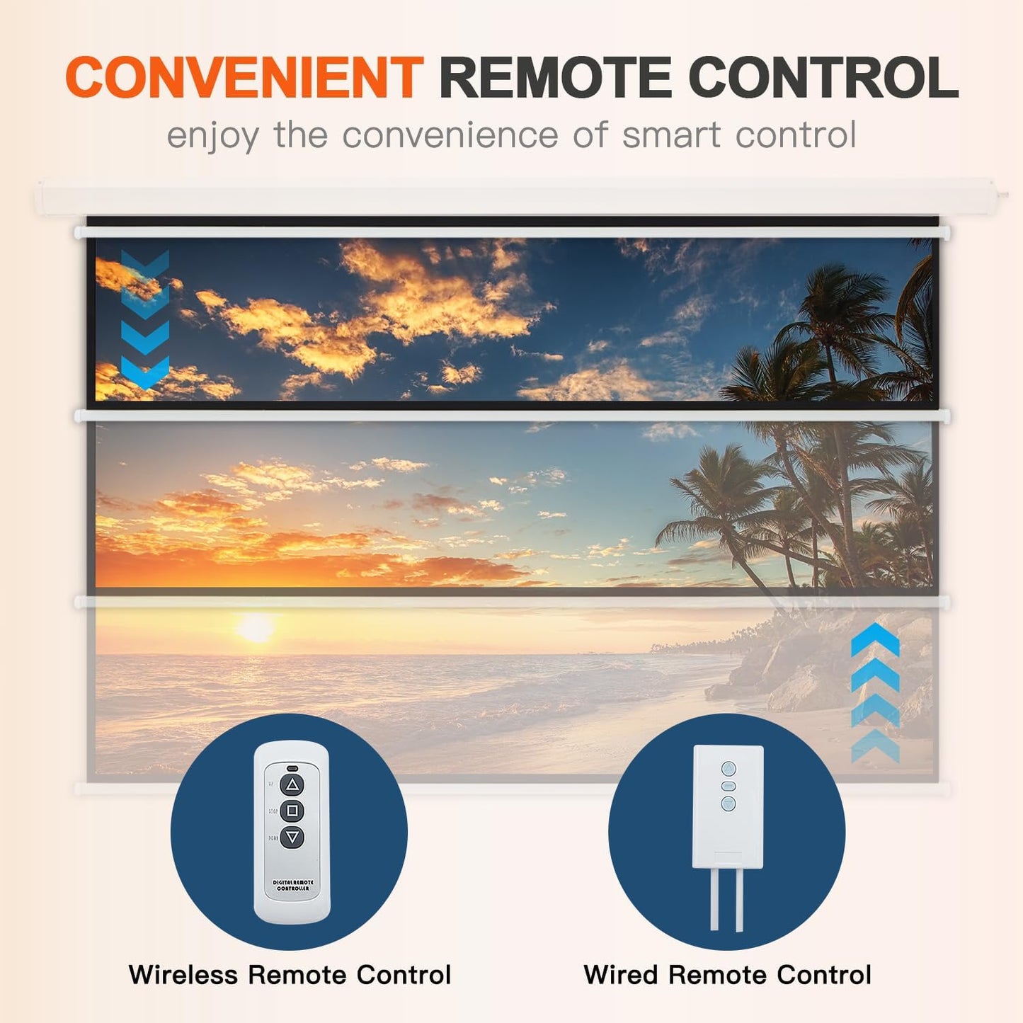 YODOLLA 72" Projector Screen Motorized 16:9, 4K HD Pull Down Retractable Projection Screens Electric Automatic Wall Ceiling Movie Screen for Office Classroom Indoor with Remotes