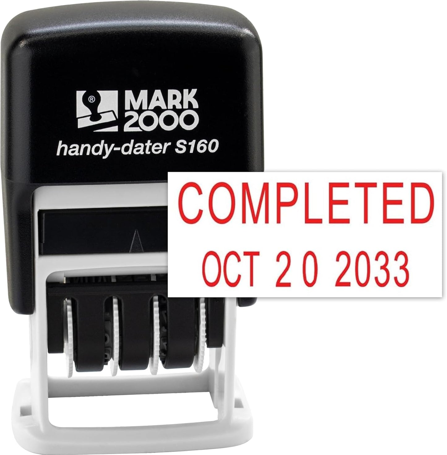 Mark 2000 Self-Inking Rubber Date Office Stamp with Completed Phrase & Date - Red Ink (Handy-Dater S160), 12-Year Band