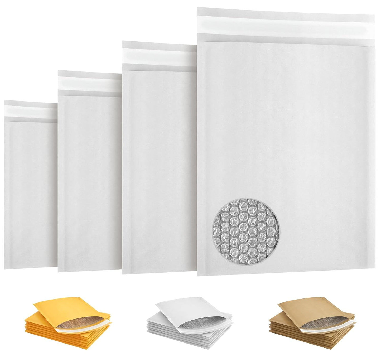 White Kraft Bubble Mailer Envelopes, 12.5 x 18 Inches. 10 Pack Mail Padded Envelopes Self Seal. Waterproof Kraft Bubble Mailers. Tear-Resistant Mailing Envelope Padded. Sturdy Paper Mailer