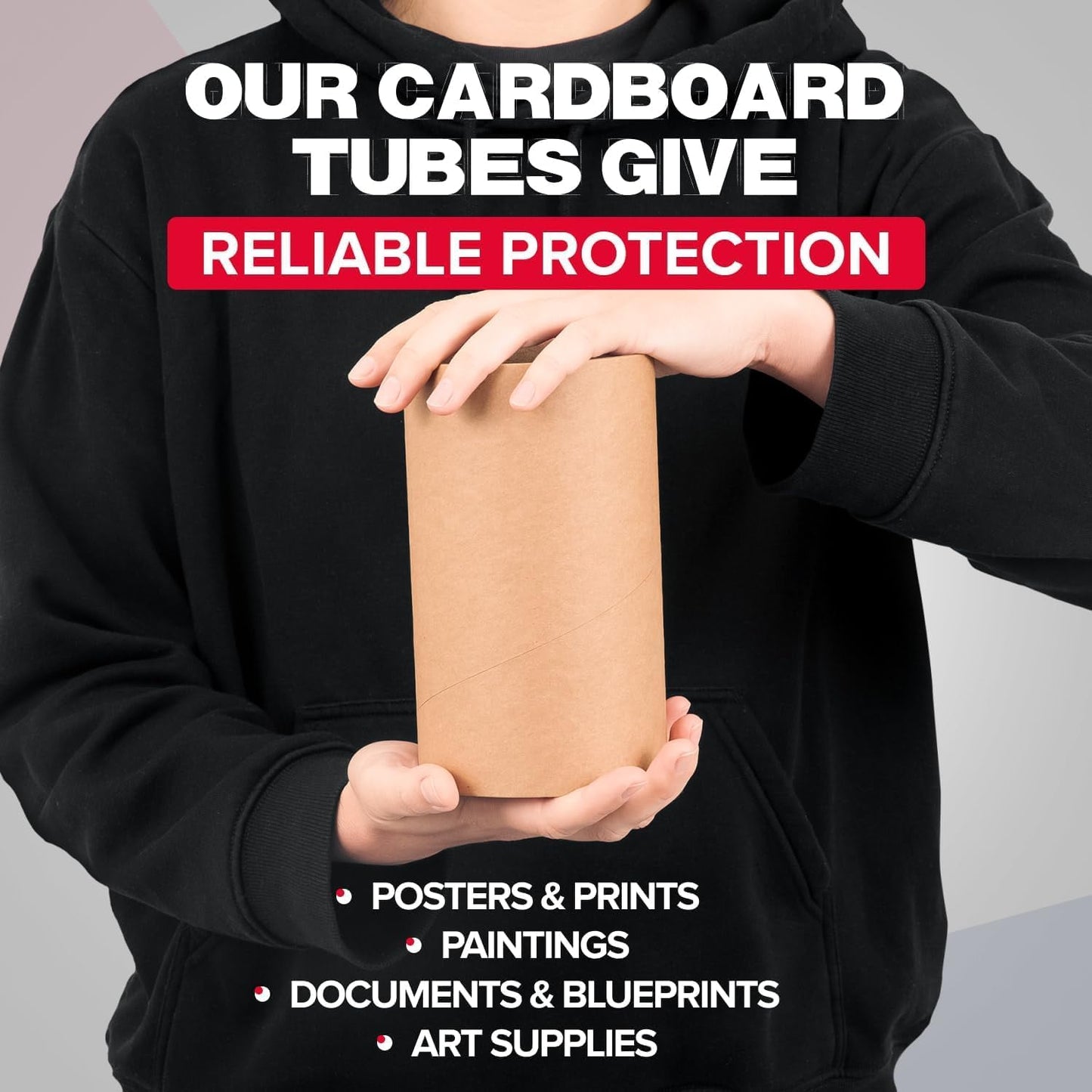 4" x 6" Heavy-Duty Reinforced Cardboard Mailing Tube, Pack of 6 Tubes with 12 Caps – Secure USPS Approved – Great for Shipping and Storing of Prints, Artwork, Posters or Documents