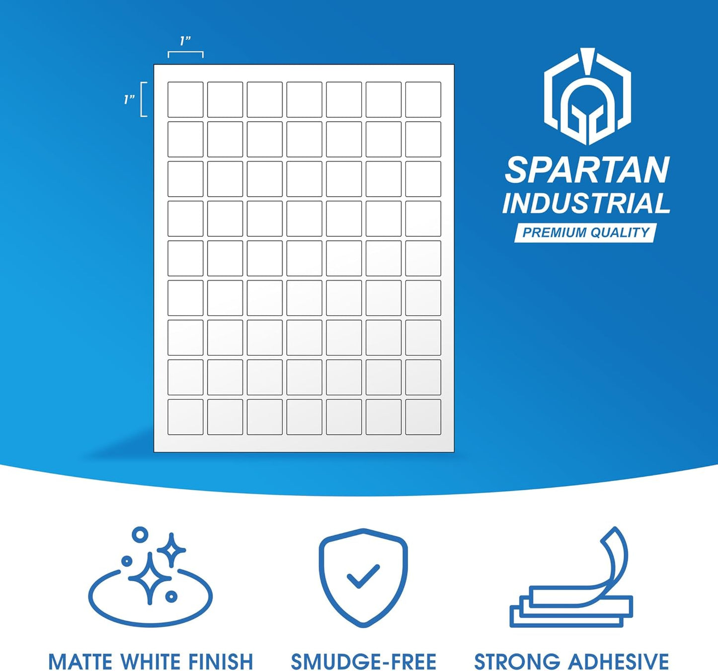 1" X 1" Square Printable Labels Compatible with Inkjet and Laser Printers - 30 Sheets, 1890 Matte White Paper Stickers for QR Codes, Barcodes, and Price Tags - Spartan Industrial