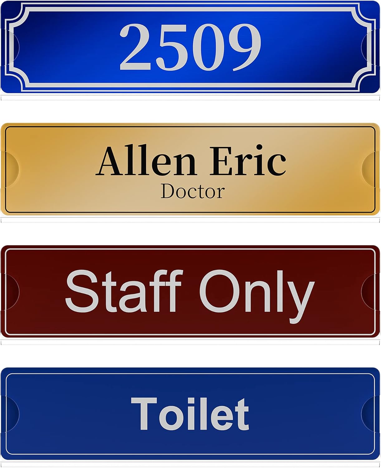 Richboom Acrylic Wall Name Plate Holder, 2x8 Inch, 10 Pack Clear Acrylic Sign Holder Frame with Adhesive Tapes, Door Plates for Home, Office, Classroom