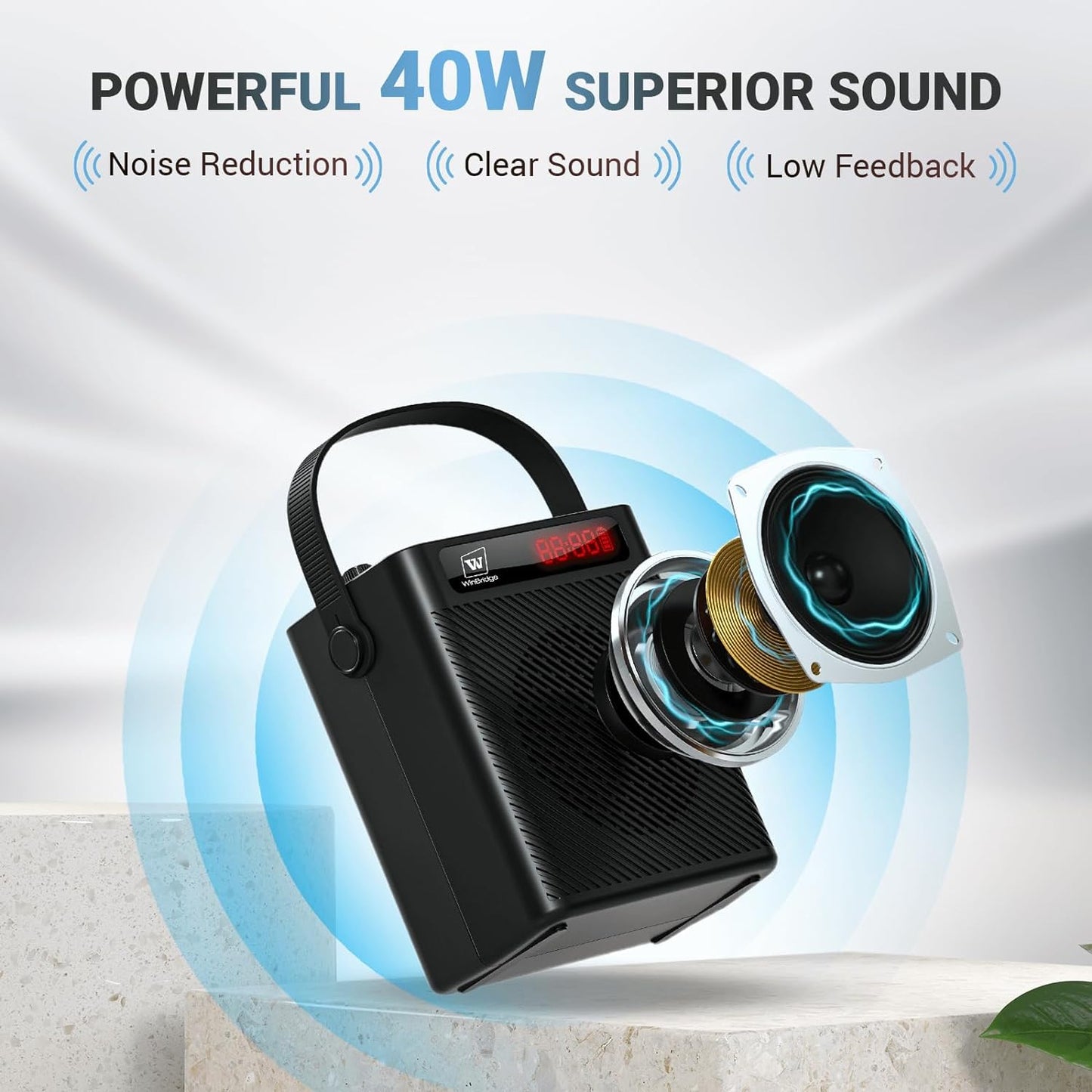 Voice Amplifier Wireless Microphone/Handheld Mic- 40W Portable Microphone and Speaker Wireless karaoke System, Bluetooth Speaker with Mics Personal Pa System, 4 Sound Effects for Teachers Speaking S95
