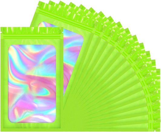 Smell Proof Bag, 100 PCS Mylar Bags, Holographic Bags, Packaging Bags (3x5 Inch)