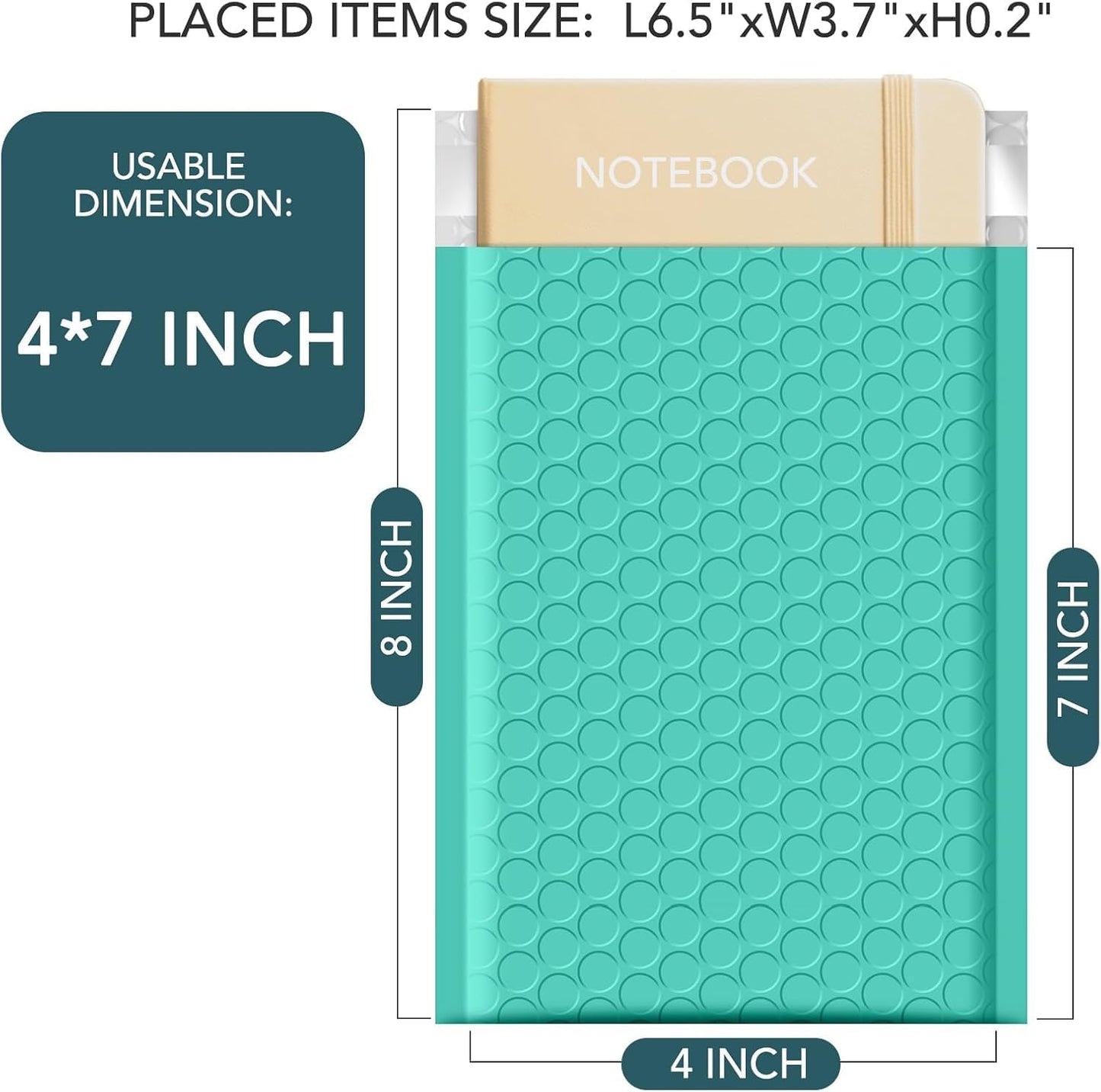 Metronic Bubble Mailers 4x8 Inch 4000 Pack Teal Usable Size 4x7'' Waterproof Bubble Mailer Padded Envelopes Self Seal, Cushioning Poly for Packaging, Shipping, Mailing, Small Business Supplies